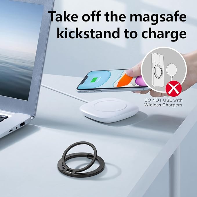 ZXM Magnetic Phone Grip for Magesafe,X7 for Magsafe Ring Stand,Magnetic Cellphone Ring Holder with Kickstand for iPhone 17 16 15 14 Air Pro Max Plus&Huawei,Samsung (Black)