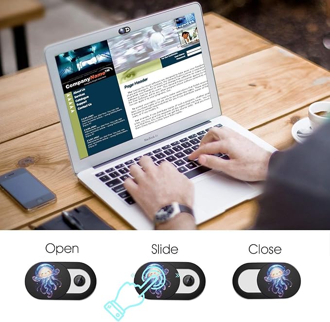 SIREG Webcam Cover Ultra Thin - Web Camera Cover fits Laptop,Tablet,PC,Computer, Smartphone, Protect Your Privacy and Security,Strong Adhesive (Jellyfish A- 3 Pack)