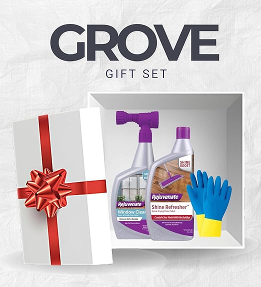 Window Cleaner Spray 32 oz Liquid + Semi-Gloss Floor Polish Bundle with Cleaning Gloves β Removes Outdoor Residue and Refreshes Sealed Floors with Shine Protection β Gift Set (3 Items)