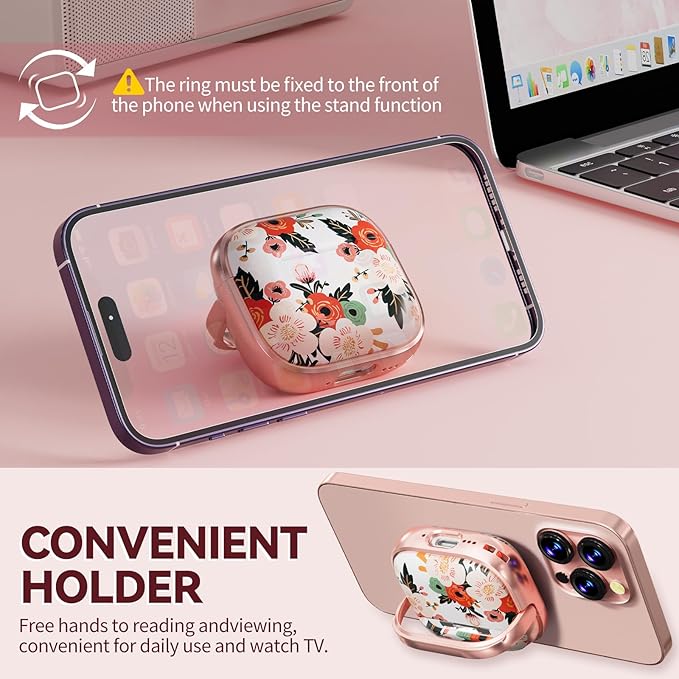 Inesore with Safety Lock for AirPods 4 Case,Clear Floral Cute AirPod 4th Generation Case for Women Girly with Cleaner Kit and Keychain-White Peony