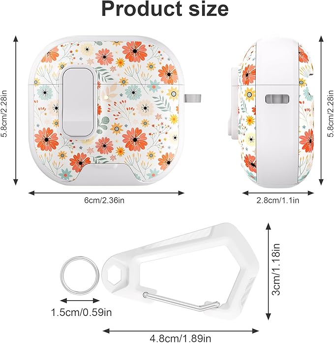 for AirPods 4 Case with Secure Lock Clip in Phone Stand,Floral Girly Style Protective Cover with Cleaning Kit and Hand Strap for Apple AirPod 4 Generation (Maple Leaf Petals)