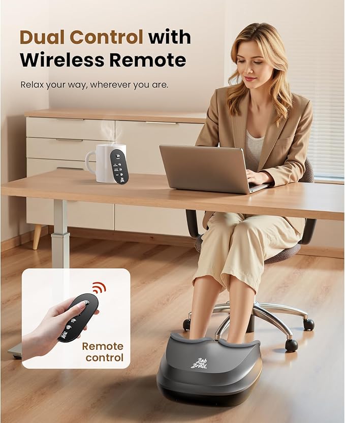 BOB AND BRAD Shiatsu Foot Massager with Heat and Remote, Christmas White Elephant Gifts for Women Mom FSA Eligible HSA Deep Kneading Electric Feet Massager for Plantar Fasciitis, Fits US Size 12