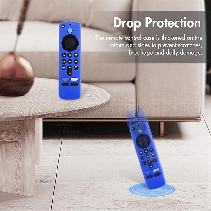 LEFXMOPHY Case Cover for TV Stick HD / 4K 2nd (2024 Model) with AI-Powered, Wi-Fi 6 Voice Remote Control Case Blue Silicone Sleeve with Lanyard