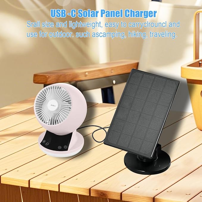 Zivif Solar Panel for Security Camera, 2W Solar Charger with Micro USB & USB-C Port for Rechargeable Battery Camera, with 360° Adjustable Security Mount, Black (2 Pack)