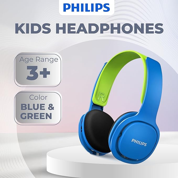PHILIPS Kids Headphones with Cord, On-Ear Wired Headphones for Kids with Comfortable Fit & Clear Stereo Sound, 85dB Volume Limiter Headset for School/Tablet/iPad/Kindle, Ideal for Boys & Toddlers
