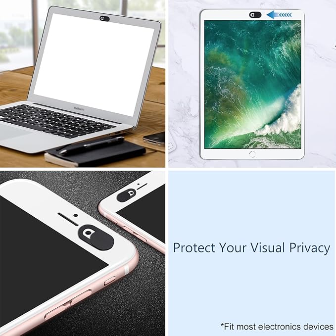 TENOC Webcam Cover, Camera Privacy Cover Slide for Laptop/Cell Phone/iPad/PC/Tablet, Protect Your Privacy and Security, 5 Pcs, Black