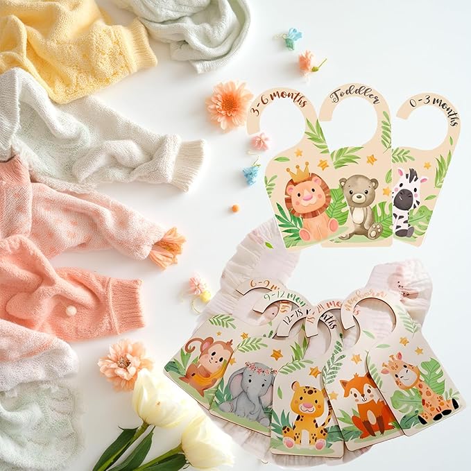 Baby Clothes Organizer - 8 Colorful Zoo Friends Baby Closet Dividers, Size Sorting Magic for Your Little One's Wardrobe (Colorful Number)