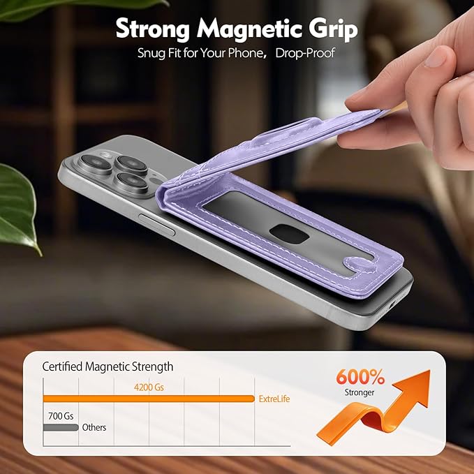 Compatible with Magsafe Case with RFID Blocking Card Holder AirTag pocket for iPhone 17/16/15/14/13/12 Pro/Pro Max/PlusSeries,Not Fit iPhone Mini,Light Purple