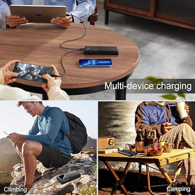 Power Bank, 10000mAh Portable Charger with PD 5A/3W Fast Charging, USB C in&out External Battery Pack, Portable Cell Phone Charger for iPhone 16 15 14 13 /ProMax/Pro/Plus Samsung S23 S22 Android Phone