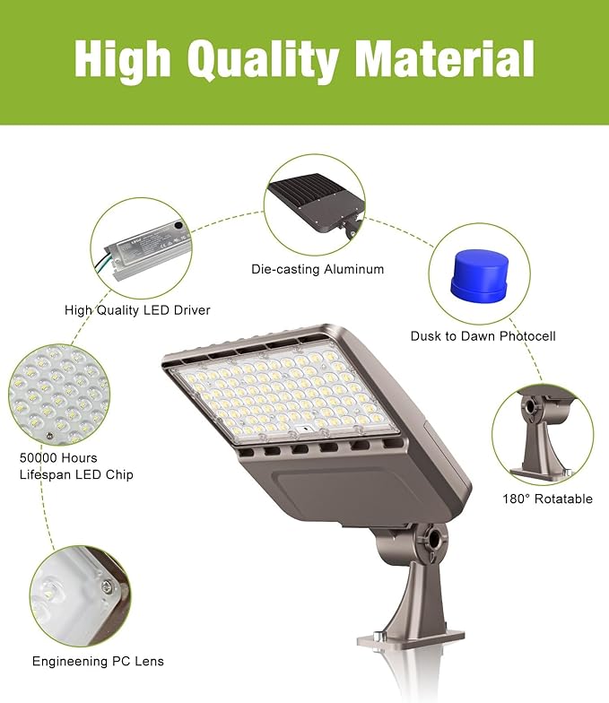 YXL LED Parking Lot Shoebox Lights with Dusk to Dawn Sensor, 21000LM 5000K Daylight, Arm Mount, IP65 Waterproof, Area Lights for Parking Lot & Stadium, 3-Pack