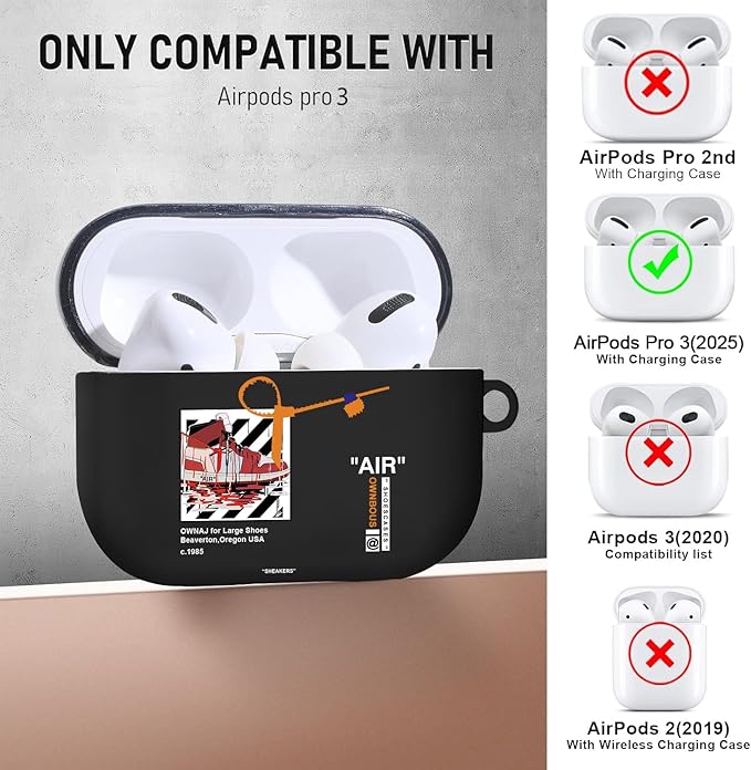 Compatible Airpods Pro 3 Case(2025),Cool Design Shoe Print Soft Silicone Protective Cases for Apple AirPods Pro 3rd Generation Case,Airpod Pro 3 Cover with Lanyard & Keychain for Men/Boy