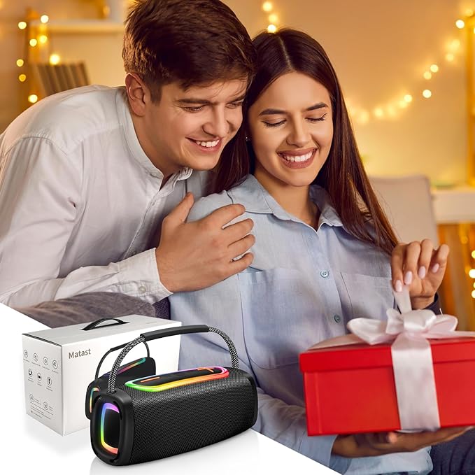 Portable Bluetooth Speaker BT5.4, 66MM Speaker Diameter, 24W Punchy Bass Clear Treble, 24H Playtime IP6 Waterproof Wireless Speakers with RGB Multi-Color Rhythm Lights for Outdoor/Party/Beach as Gift