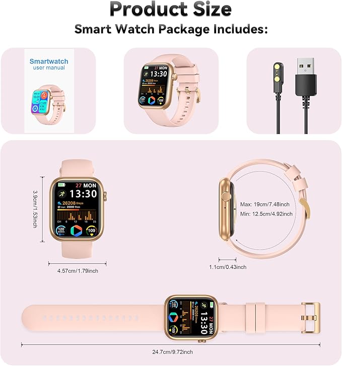 Smart Watch for Men Women(Answer/Make Call), 1.83" Fitness Watch with Heart Rate/Blood Pressure/Blood Oxygen, Pedometer, Sleep Tracker,120+ Sport Modes, IP68 Waterproof Fitness Tracker for Android iOS