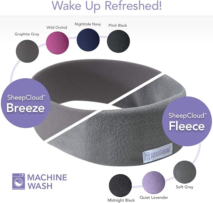 AcousticSheep SleepPhones Classic | Corded Headphones for Sleep, Travel, and More | The Original and Most Comfortable Headphones for Sleeping (Nighttide Navy - Breeze Fabric, Small)