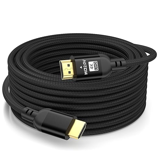 Diyanisly 4K Hdmi Cable 50FT Ultra, High Speed HDMI 2.0 Cable, Support 4K@60Hz 2K@120Hz, 3D ARC, Ethernet Audio Video Return HDMI Cord for Xbox PS4/PS5 Roku TV UHD TV Monitor Laptop PC (Braided,Black)