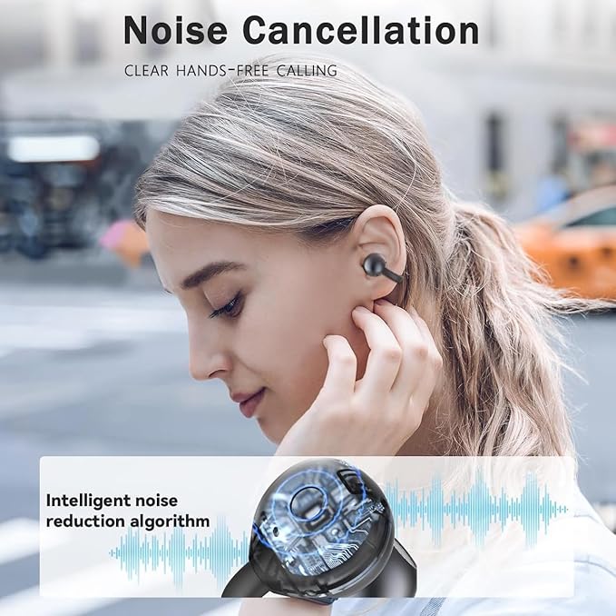 Ear Clip Earbuds Mini Open Ear Headphones Wireless Bluetooth Earphones for Sport Workout Driving Walking Running Compatible with iPhone Android (Black and Grey)