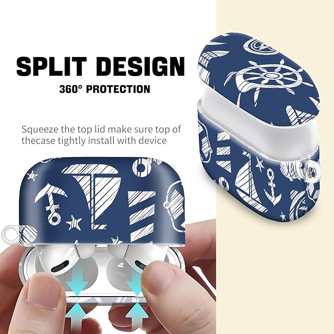 Compatible with AirPod Pro 2nd//1st Generation Case Cover with Key Chain,Full Protective Shockproof Wireless Headphone Case for Airpod Pro 2023/2022/2019(Lighthouse)
