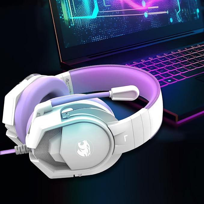 A88 Gaming Headset with Mic for Ps5, Pc, Xbox One Series X/s, Ps4, Switch, Stereo Wired Noise Cancelling Headphones with Microphone for Computer, Laptop, Mac, Nintendo, Games (Purple)