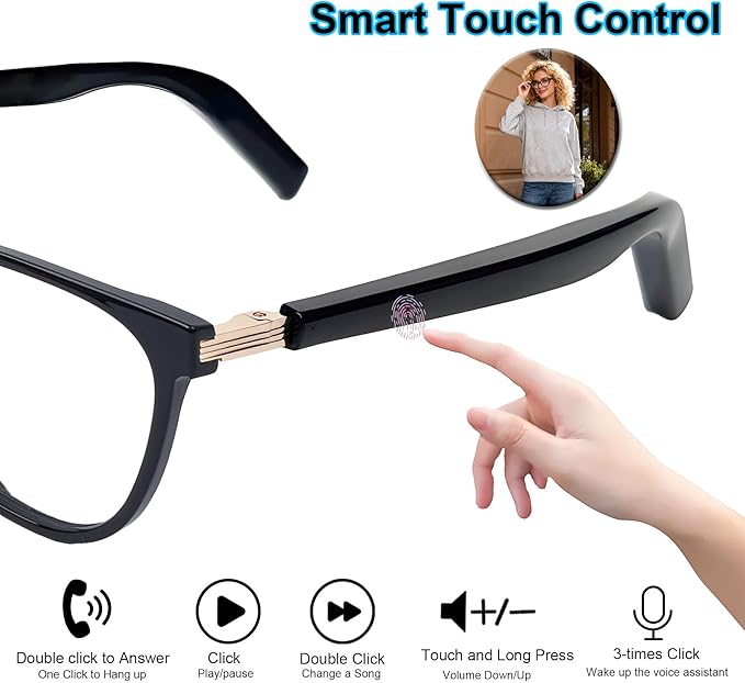 Smart Glasses with Photochromic Lenses for Men and Women AI Translation Smart Glasses with Translator 164 Languages IP67 Waterproof Bluetooth Glass Blue Light Protection