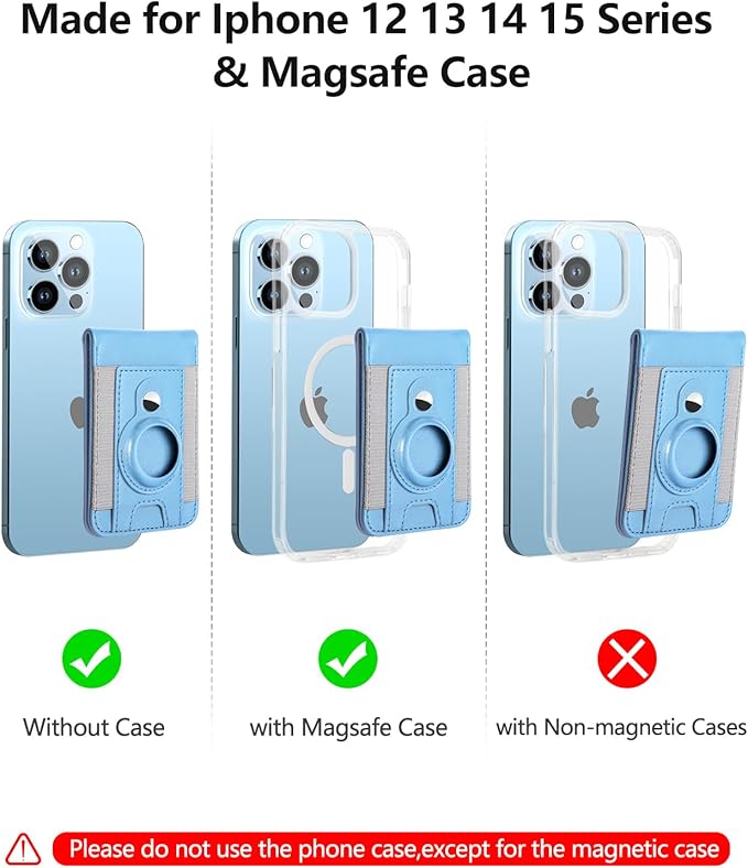 ExtreLife for Magsafe Wallet with Airtag Holder, Magnetic Wallet for iPhone 16/15/14/13/12 Series, 9-Card Holder, Open ID Window, Adjustable Stand, RFID Blocking, Light Sky Blue