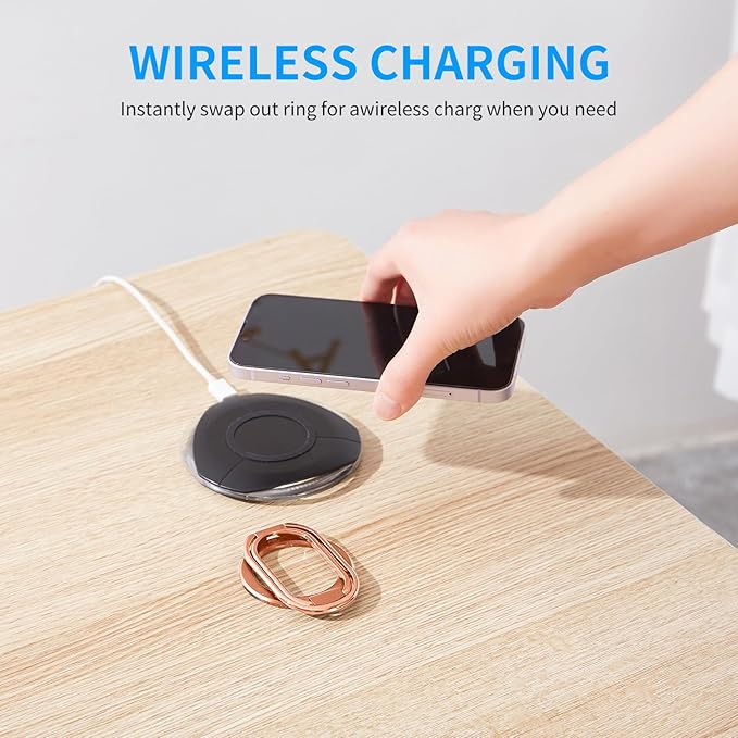 Magnetic Phone Ring Holder Stand for MagSafe Adjustable Phone Finger Grip Removable Ring Kickstand MagSafe Accessories for iPhone16/15/14/13/12 Rose Gold