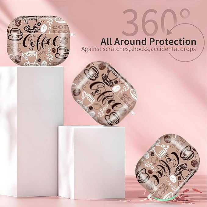 AirPod Pro 3 (2025) Case Cover for Women, Cute Shockproof TPU Protective Case with Gold Round Buckle, Anti-Drop Design Brown Coffee
