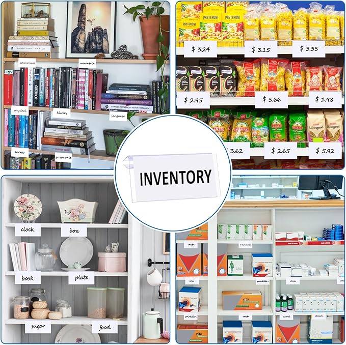 Meetory Shelf Label Holder,100PCS Reusable Plastic Wire Shelf Label Holder,Clear Shelf Tags for Wire Shelving for Shopping Mall,Retail Store with Insert Card