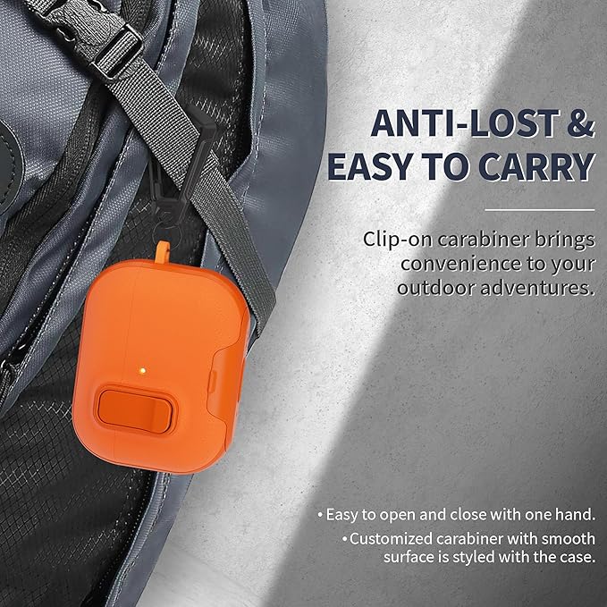 for AirPods Pro 3 Case with Lock,TPU Leather Texture Durability Anti-Lost & Shockproof Protective Cover Accessories with Cleaning Kit in Keychain for Apple AirPod Pro 3 Generation 2025(Orange)