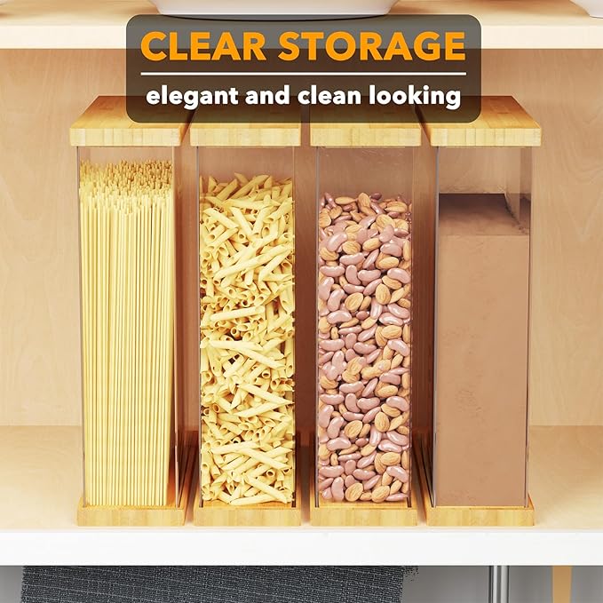 SpaceAid Bamboo Food Storage Container - Airtight Cereal Containers with Lids, Kitchen Cereal Canisters Pantry Organizers and Storage for Rice, Flour, Coffee, Snack, Large 1 Pack
