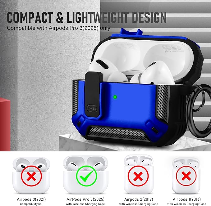 Compatible with Airpods Pro 3 Case(2025),for Airpods Pro 3rd Generation Cases Cover with Keychain Cleaner Kit Soft Silicone Shockproof Cover for Women Men
