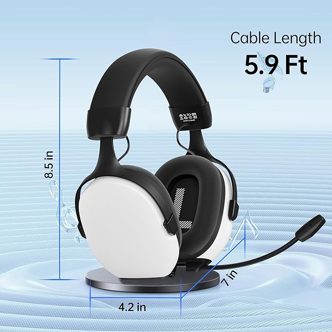 Gaming Headsets with Mic for Xbox,PS4,PS5,Switch,PC,7.1 Surround Sound Gmaing Headphones with Noise Cancelling Microphone,50MM Dynamic Drivers, 3.5MM Audio Jack-White