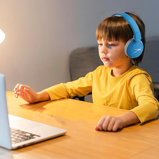 Altec Lansing Over The Ears Kids Headphones - Volume Limiting Technology for Developing Ears, Ages 6-9, Perfect for Learning from Home, Blue