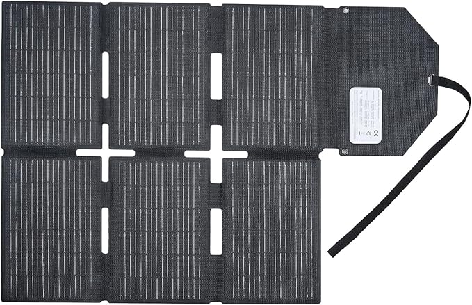 VEVOR 60W Foldable Solar Panel Charger, 16BB N-Type Monocrystalline Solar Panel 24% Efficiency, Lightweight Portable with MC4 Output, Type-C, USB-A & DC Ports for Power Stations Camping Hiking