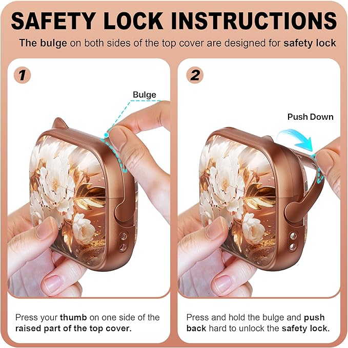 RFUNGUANGO is Compatible with AirPods Pro 3 Protective case, with Mobile Phone Holder Function, Multiple Colors Available, Suitable for AirPods Pro 3 Protective case,Rose Gold + Peonies
