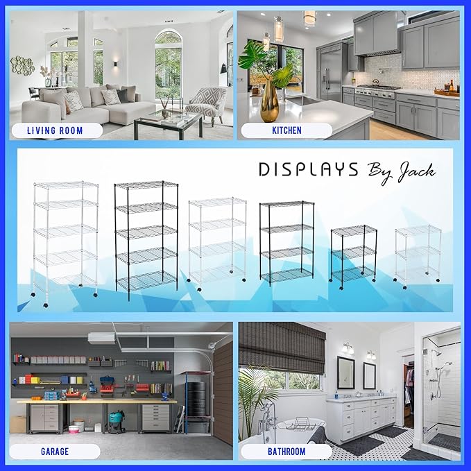 3 Tier Wire Shelving Unit Storage Rack, Metal Heavy Duty Utility Organizers, Organization Units for Metal Shelves, Pantry, Garage, Laundry Racks Durable Shelf Stand, 14"W x 24"L x 30"H, Black