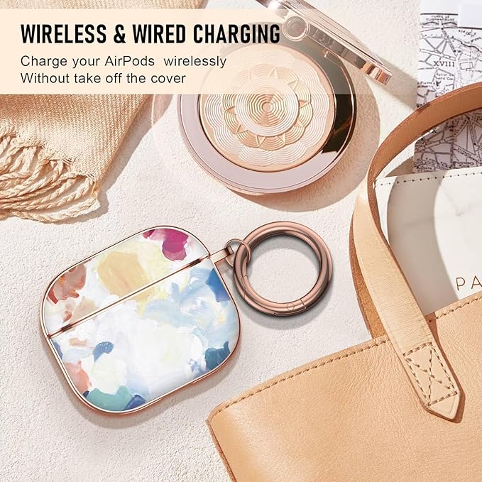 Maxjoy for AirPods 3rd Generation Case, Unique Design Hard Protective Shockproof Airpods 3 Cover with Keychain Compatible with Apple AirPods 3rd Charging Case for Women Men,Colorful Graffiti Lanyard