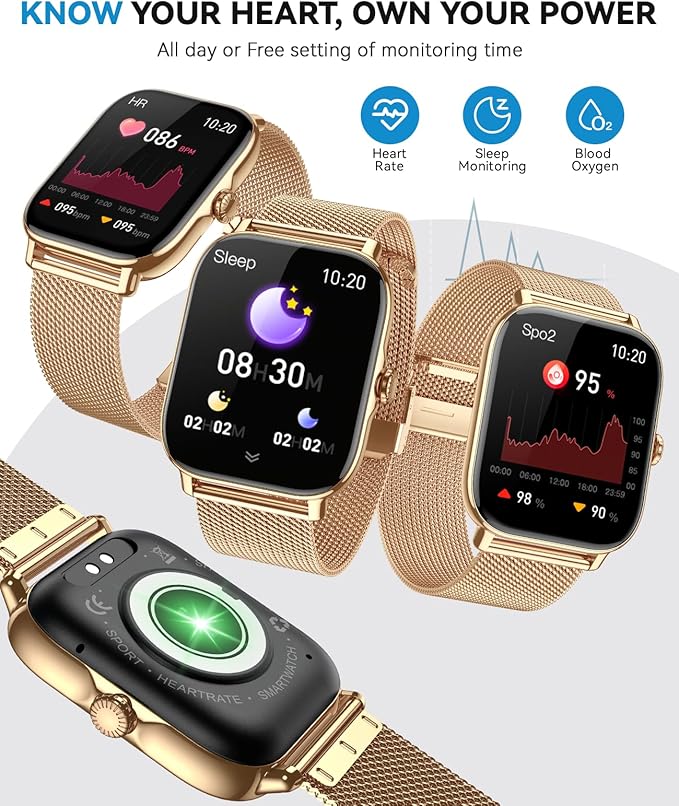 Smart Watches for Women Men (Make/Answer Calls), Steps Counter Fitness Watch for Android iPhone with 120+ Sports, IP68 Waterproof, Sleep Calorie Monitor, Pedometer (Silver)