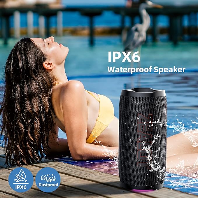 ZEALOT Portable Bluetooth Speaker,80W Peak(60W) Booming Sound Speakers with LED Light,Bluetooth 5.3, Loud Speaker for Home,Party,Camping,Beach,Gifts(Black)