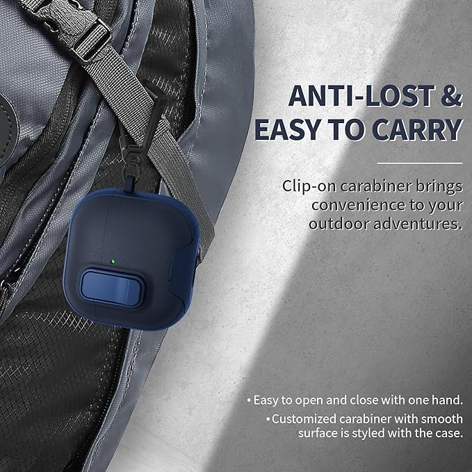 for AirPods 4 Case with Lock,TPU Leather Texture Protective Durability Anti-Lost & Shockproof Protective Cover Accessories with Cleaning Kit in Keychain for Apple AirPods 4 Generation (Midnight Blue)