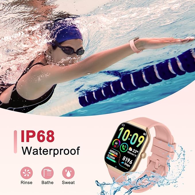 Smart Watch for Men Women Answer/Make Calls, 1.96" HD Fitness Watch with Heart Rate Monitor Sleep Monitor, 113+ Sports Activity Trackers with Step Counter, IP68 Waterproof, Smartwatch for Android/iOS