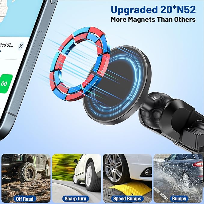 No-Drill Magnetic Dash Phone Holder for 4 Runner 2023 2022 2021 2020, Full Metal Heavy-Duty Console Extension Dash Phone Mount Compatible with 5th 4Runner 2010??023, Fits Most Smartphones