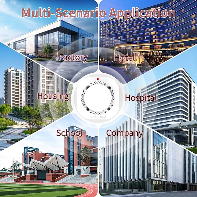 ZIGBEE Smoke Detectors for Home,Photoelectric Fire Alarms Battery Powered,Portable Smoke Alarm with Test/Mute Button(ONLY Work with TUYA Gateway),1 PCS(NOT Included Battery)