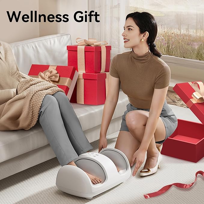 Foot and Calf Massager with Heat, Cloud Foot Massager for Neuropathy, Plantar Fasciitis and Circulation, Shiatsu Foot Massager Machine with Massage Roller for Pain Relief, Gifts for Women/Men