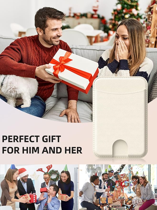 Miroddi for Magsafe Wallet, Magnetic Card Holder for iPhone 17/16/15/14/13/12 Series, Leather Magnet Phone Wallet Fit 4 Cards 3 Cash, Ultra-Thin, RFID Blocking, Cream White