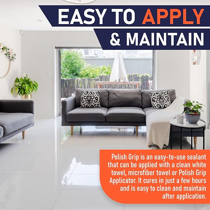 SlipDoctors Polish Grip Non-Slip Floor Coating and Sealant for Highly Polished Marble, Granite and Tiles, Pint, Clear