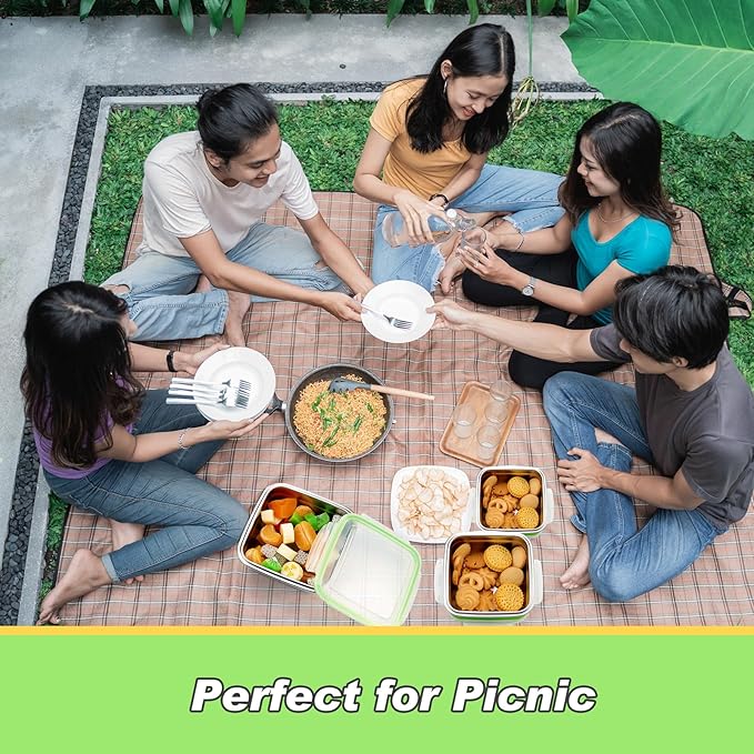 3 Pack Stainless Steel Sandwich Containers with Lids Multi Size Metal Food Container for Lunch Boxes with Airtight Silicone Seal for Sandwiches and Snacks (Green)