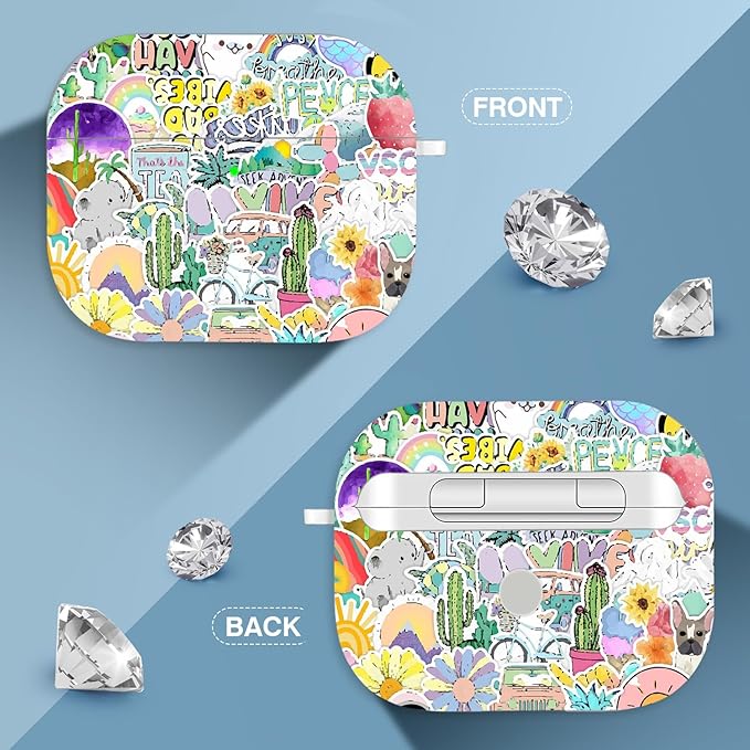 Maxjoy Compatible with AirPods 3rd Generation Case Cover, Cute Flowers Soft Protective for AirPod Gen 3 Charging Case,Cycing Car Cactus Lanyard