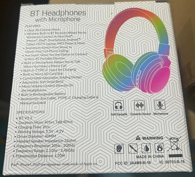 MIDOLA Kids Headphones Bluetooth 5.3 Wireless 60H Play Time Volume Limited 85/110dB Over Ear Foldable Protection Headset/Wired Aux Built-in Mic for Boy Girl Travel School Pad Tablet Black