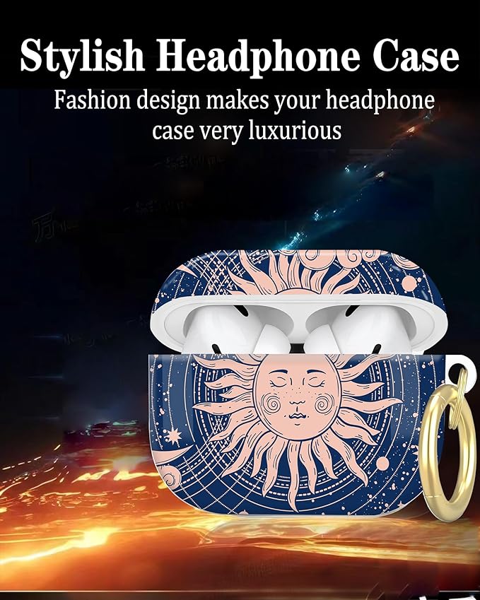 Compatible with AirPod Pro 2nd/1st Generation Case Cover with Key Chain,Full Protective Shockproof Wireless Headphone Case for Airpod Pro 2023/2022/2019(Blue Magic)