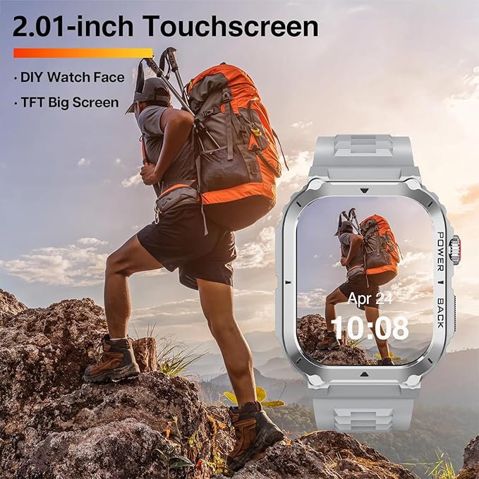 Military GPS Smart Watch for Men Pressure/Altitude/Compass,Fitness Smart Watch for Android Phones and iPhone,Outdoor Waterproof Fitness Tracker with Blood Oxygen/Heart Rate/Sleep/100+ Sport Modes